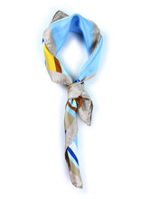 Beige scarf in WAVES printed silk